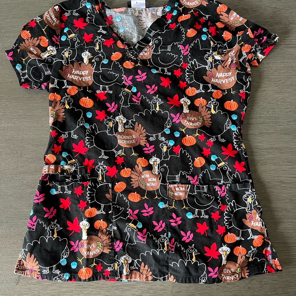 Thanksgiving Women's Scrub Top